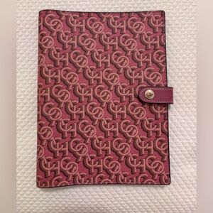 Coach monogram notebook cover snap closure pink signature print